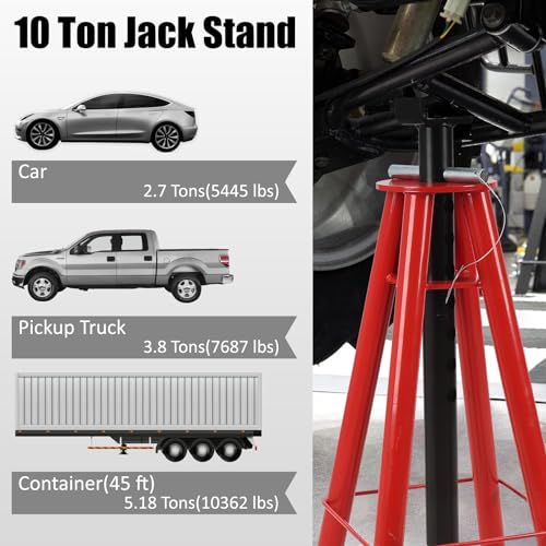 Garvee Heavy-Duty Pipe Jack Stand, 28 -46 Inch Adjustable Folding Pipe Stand, Ideal for Welding, Automotive, and Construction Projects - 10T