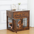 Garvee Dog Crate Furniture with Cushion,Wooden Dog Kennels Indoor with 2 Drawers,Dog Furniture Crate End Table with Storage