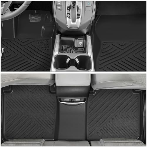 Garvee Custom Fit Floor Mats Compatible with 2017-2022 Honda CR-V, Black TPE All-Weather CRV Car Floor Liners, Front & Rear Row Set