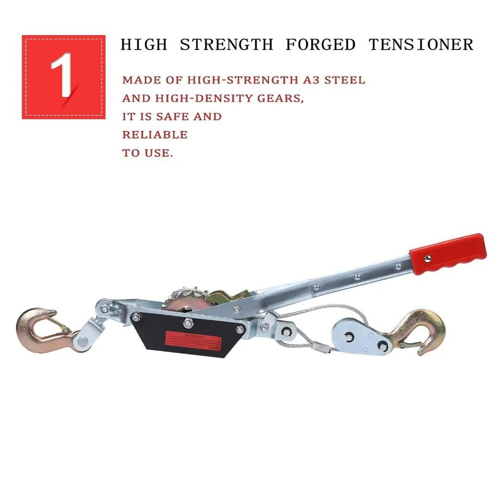 Garvee 2 Ton Power Puller Winch, Dual Hooks, 4,400 lb Cap - Silver / 4 Ton