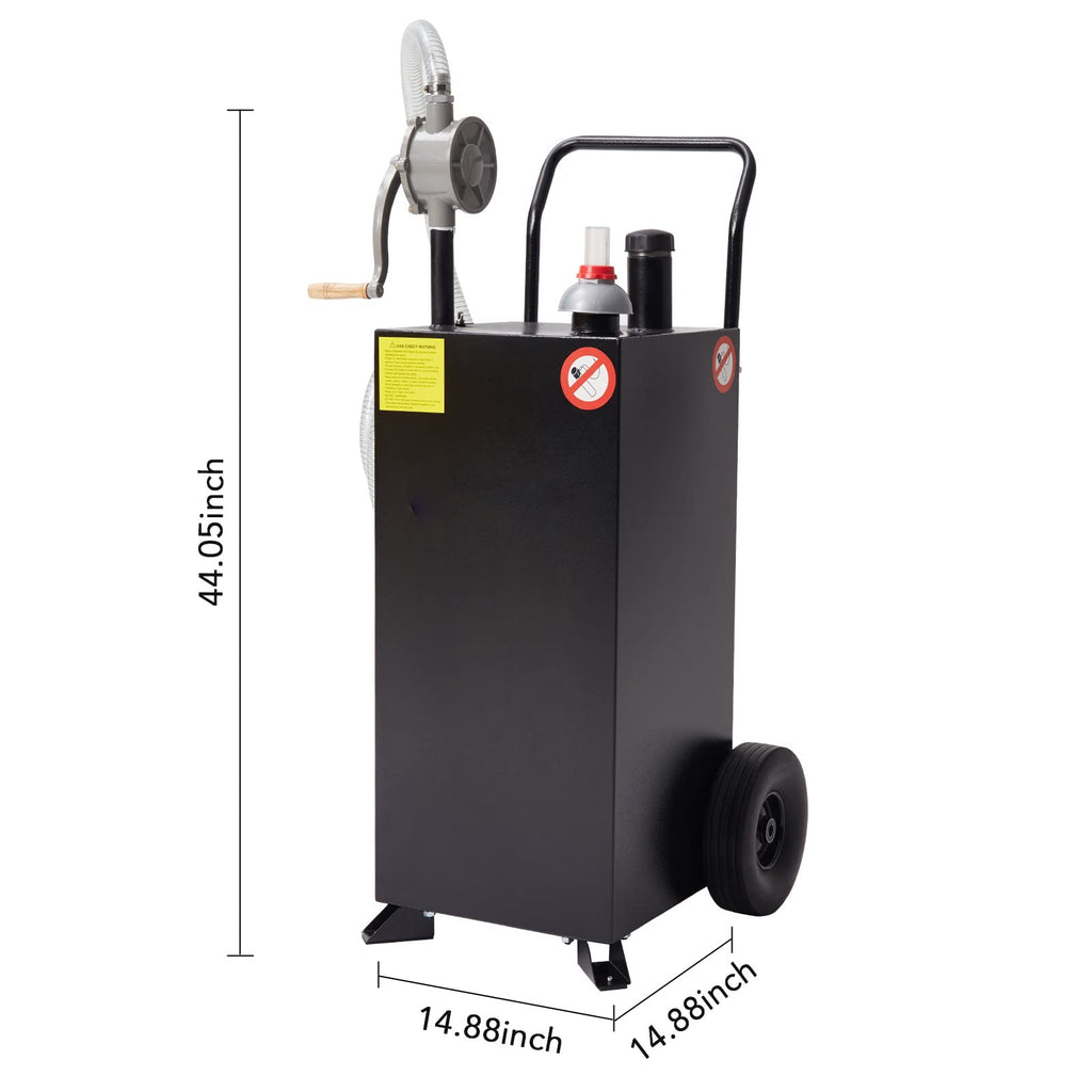 Garvee 30 Gal Gas Caddy with Pump, No Front Wheels, Fuel Storage