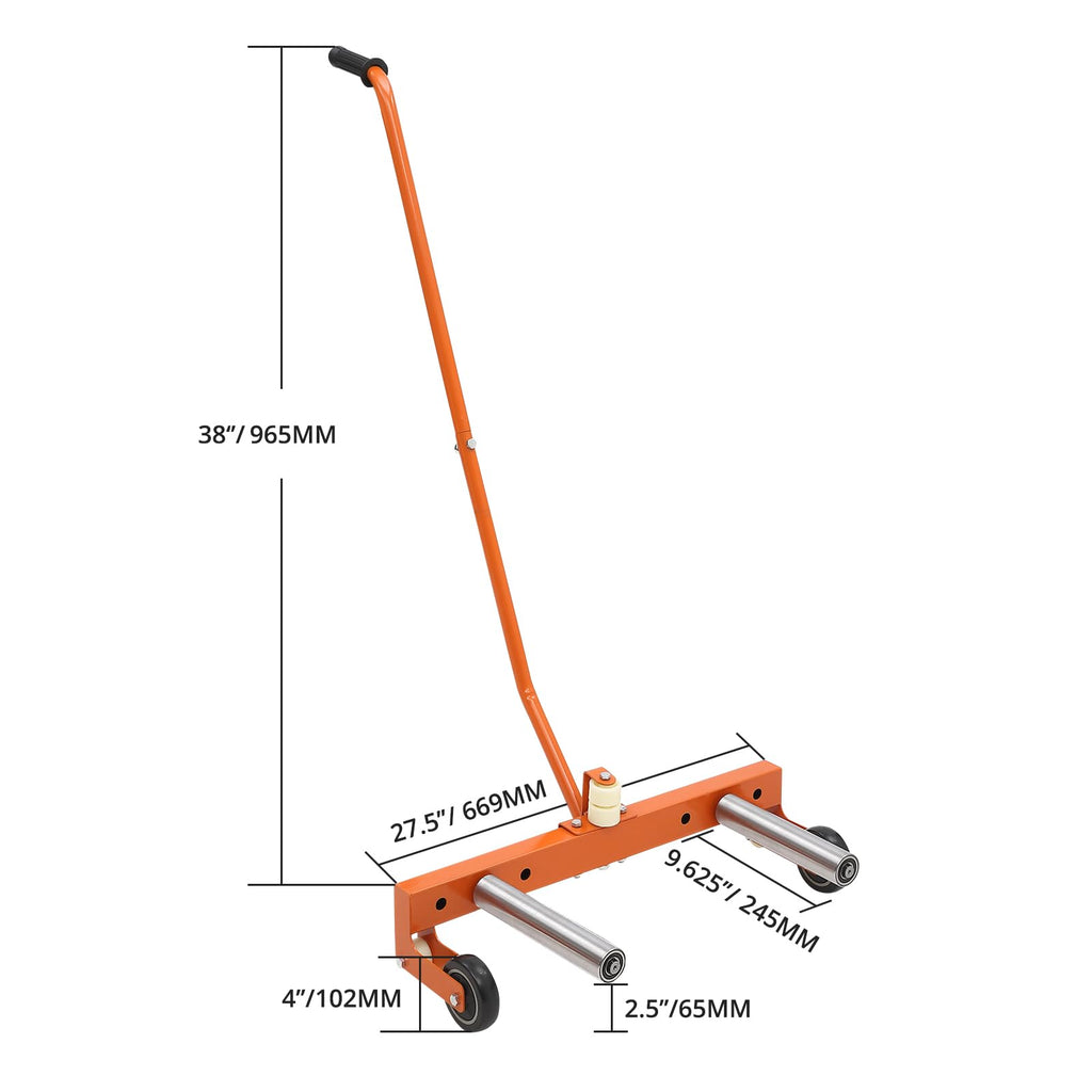 Garvee Tire Wheel Dolly, 330 LBS Adjustable Rolling Truck Tire Cart with 9.6in Rollers, 360° Rotation, Fits 6.5-24.5in Wide Tires for Workshop Garage, Orange