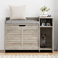 Garvee Cat Litter Box Enclosure with Cushion, Hidden Cat Litter Box Furniture, Cat Litter Box Furniture with Top Opening, Flip Top Litter Box Enclosure Cat House, Grey