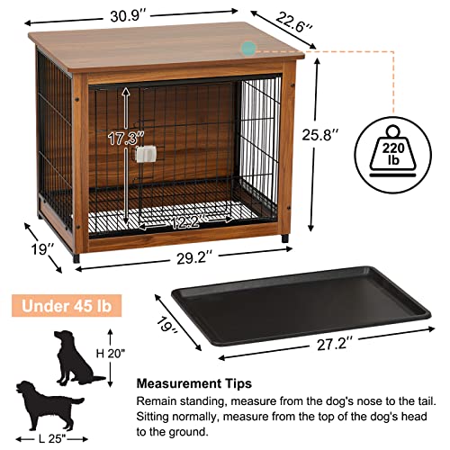 Garvee 31 Inch Wooden Dog Crate Furniture Dog Crate End Table