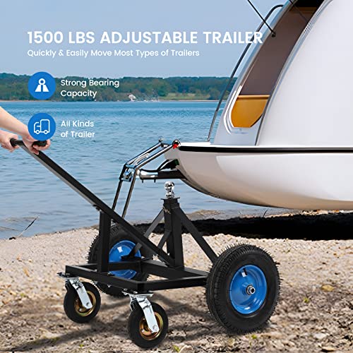 Garvee Adjustable Trailer Dolly, with 1500lbs Load Capacity, Durable Carbon Steel Trailer Mover with 25.5''-34.6'' Adjustable Height, Ideal for Moving Boat Trailers/Utility/Cargo Trailers/RV Trailer