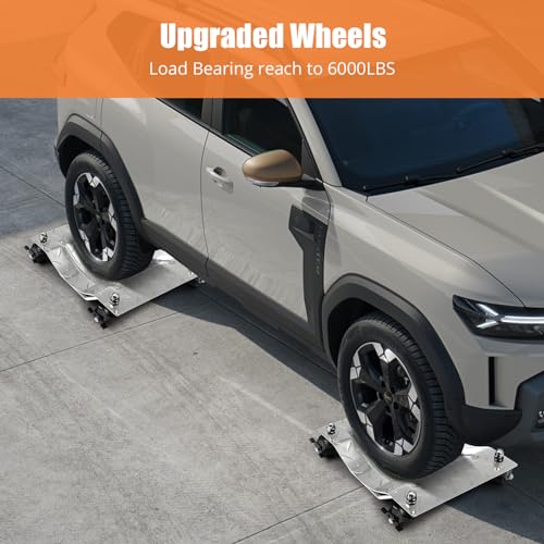 Garvee Wheel Dolly, 6000 lbs/2722 kg Car Dollies, Wheel Dolly Car Tire Stake Set of 4 Piece, Heavy-duty Car Tire Dolly Moving Cars, Trucks, Trailers, Motorcycles, and Boats, Silver