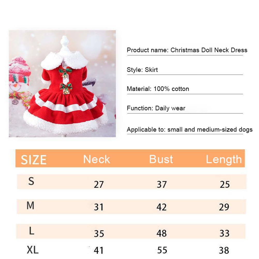Garvee Pet Christmas Dress 3 Pet Clothes Cosplay Outfit Party Supplies for Small Medium Large Dogs Christmas Red Mesh Belt Skirt L