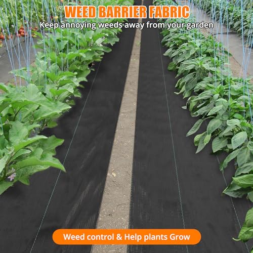 Garvee 3.2OZ Weed Barrier Landscape Fabric, 6 * 300FT Heavy Duty Garden Weed Fabric, Woven PP Weed Control Cover, Driveway Cloth, Geotextile Fabric for Landscaping, Ground Cover, Weed Blocker Mat