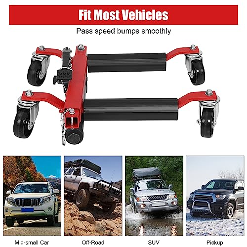 Garvee 1500lbs Car Wheel Dolly Car Skates Mechanic Vehicle Positioning Tire Jack Ratcheting Foot Pedal Lift Car Wheel Dolly Heavy Duty