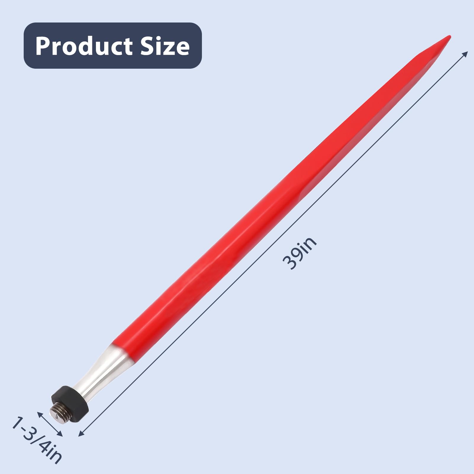Garvee Hay Spear 39" Bale Spear 3600 lbs Capacity, Bale Spike Quick Attach Square Hay Bale Spears, Hay Handing Equipment Fit for Bobcat Tractors, Red Coated Bale Forks for Kubota Bobcat Tractor Loader