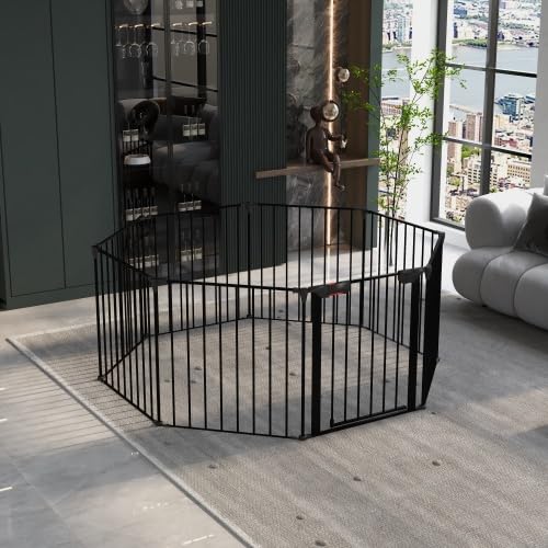 Garvee 200" Dog Gate for Doorways Stairs, Adjustable Safety Door with Child Proof Double Locking System, Baby Gate Extra Wide, Christmas Tree Fence Door