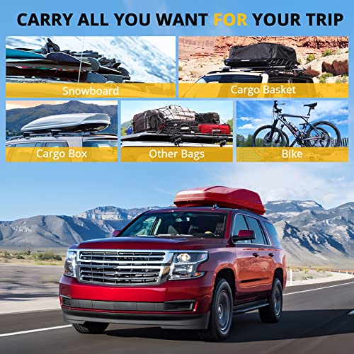 Garvee Car Roof Rack Cross Bars for 2015-2020 Chevrolet Suburban & Tahoe – Aluminum Replacement with Grooved Side Rails for Cargo, Kayak, Bike & Snowboard