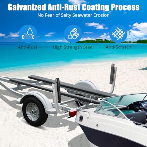 Garvee 20.5" 2PCS Rustproof Steel Trailer Guide, Boat Trailer Guide, Adjustable width Design Trailer Guide Poles, Heavy Duty Roller Guide, for Ski Boat, Fishing Boat