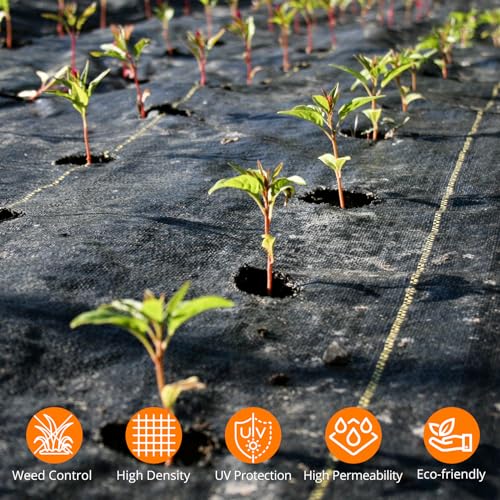 Garvee 3.2OZ Weed Barrier Landscape Fabric, 6 * 300FT Heavy Duty Garden Weed Fabric, Woven PP Weed Control Cover, Driveway Cloth, Geotextile Fabric for Landscaping, Ground Cover, Weed Blocker Mat