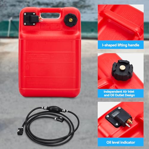 Garvee Marine Fuel Tank, 6.3 Gallon Outboard Marine Portable Fuel Tank with Fuel Line, I-Shaped Handle, Easy to Carry