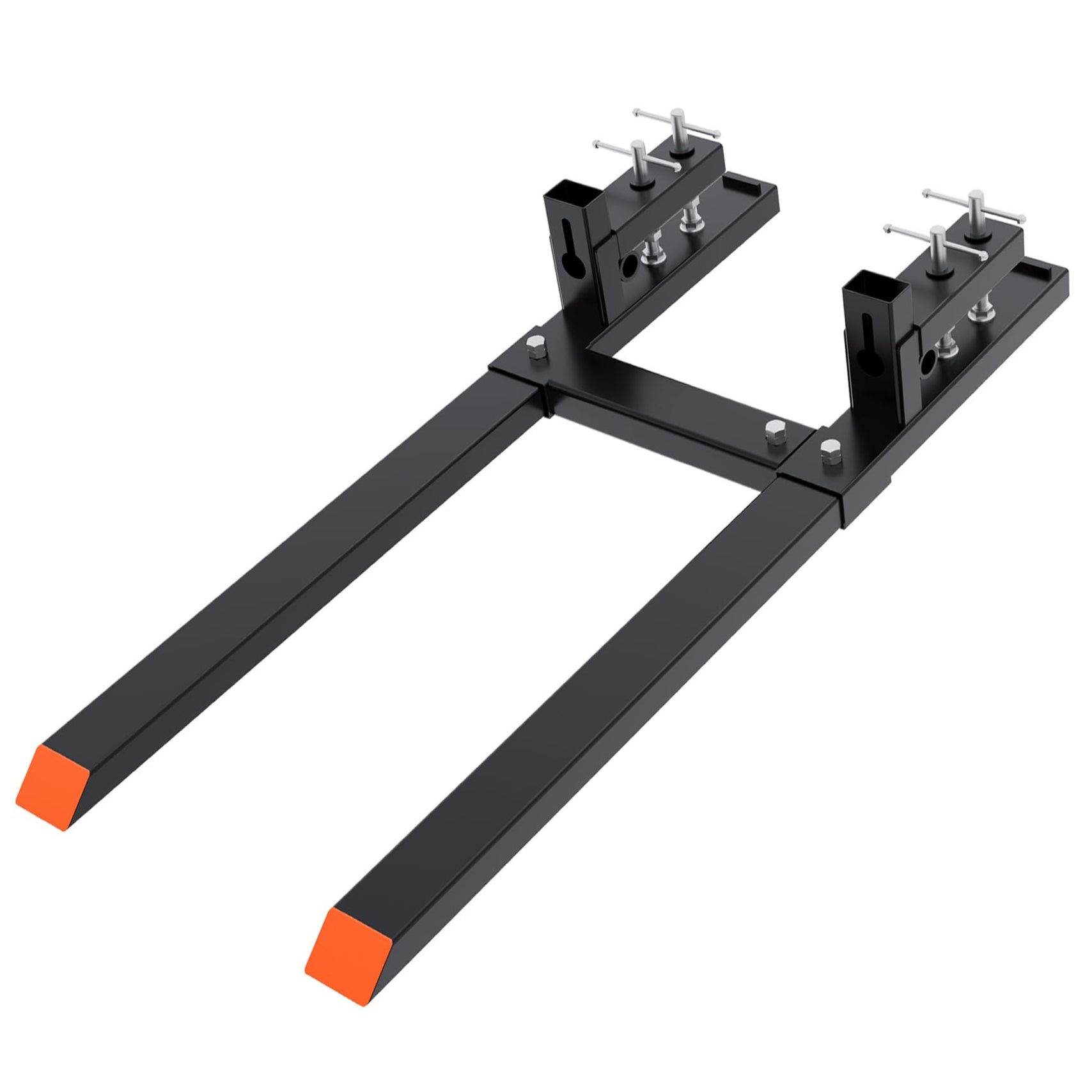 Garvee 65” 6000lbs Clamp on Pallet Forks, Heavy Duty Clamp on Pallet Forks with Adjustable Stabilizer Bar, Quick Attach Tractor Forks for Tractor Bucket, Skid steer, Loader Bucket
