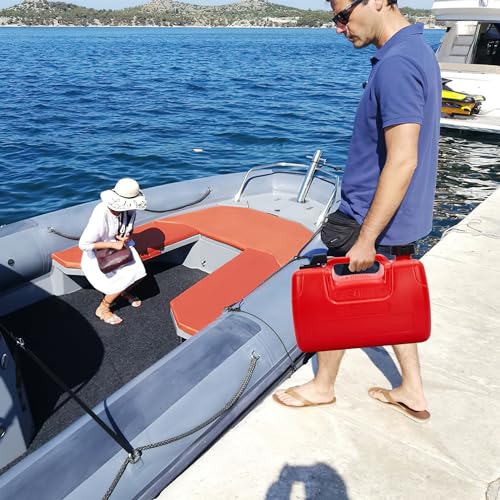 Garvee Marine Fuel Tank, 3 Gallon Outboard Marine Portable Fuel Tank with Fuel Line, I-Shaped Handle, Easy to Carry