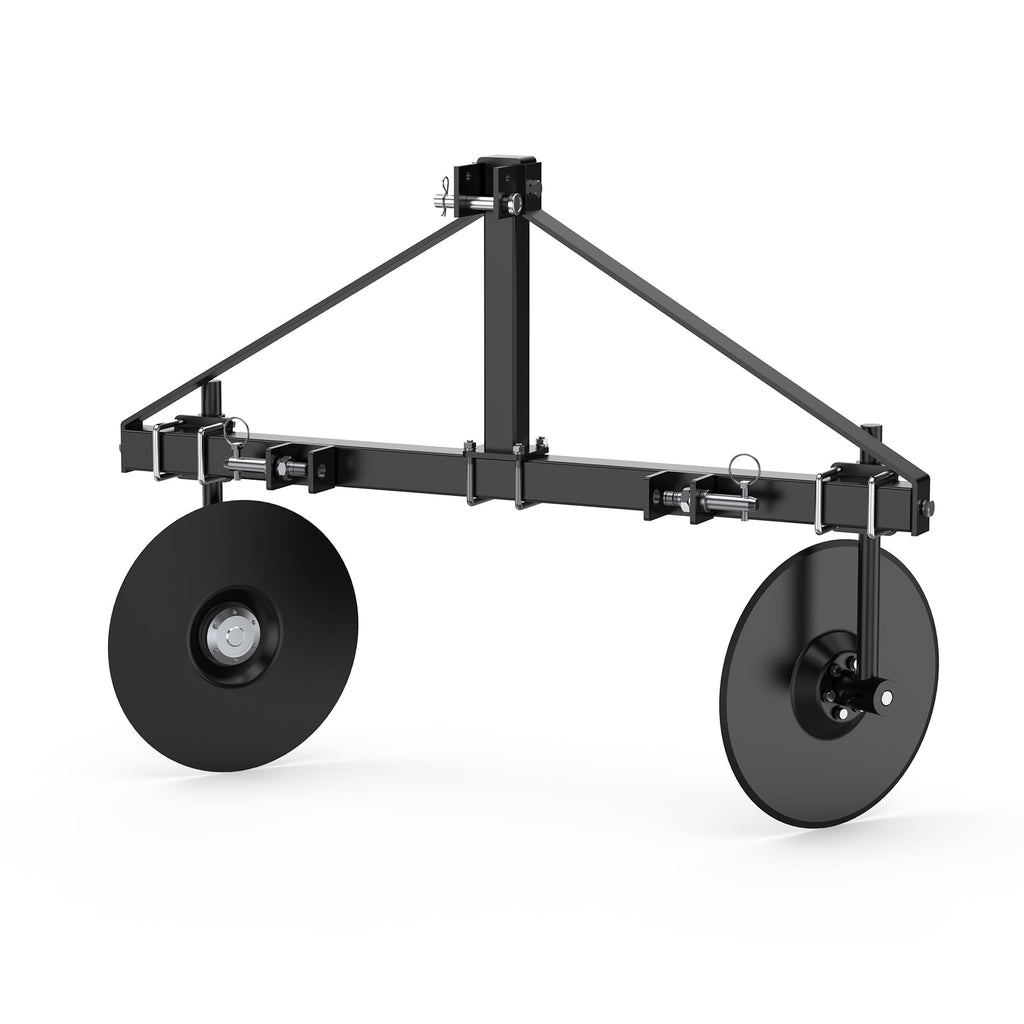 Garvee 48" Adjustable Disc Bedder, Heavy Duty Garden Disc Plow Compatible for Category 1, 3 Point Quick Hitch for Tractor , Cultivator Garden Bedder and Hiller Attachment, 16" Disc Blades, Black