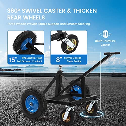 Garvee Adjustable Trailer Dolly, with 1500lbs Load Capacity, Durable Carbon Steel Trailer Mover with 25.5''-34.6'' Adjustable Height, Ideal for Moving Boat Trailers/Utility/Cargo Trailers/RV Trailer