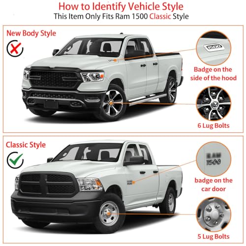 Garvee Running Boards Compatible with Dodge Ram 1500 2009-2018 Crew Cab,2019-2023 Ram 1500 Classic, 2010-2024 Ram 2500/3500,Powder Coated Bolt-on Side Steps Nerf Bar