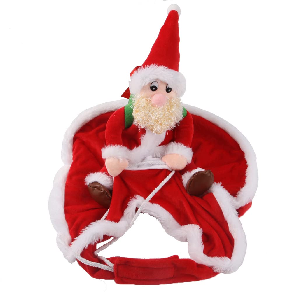 Garvee Pet Christmas Funny Santa Riding Dress Cosplay Costume Pet Supplies for Small Medium-Sized Dogs Cats XL