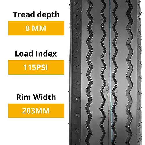 Garvee Heavy Duty Trailer Tires 8-14.5 14PR, Load Range G Speed Range J, 3040 LBS Max Load, for Flatbed Livestock Utility Trailers