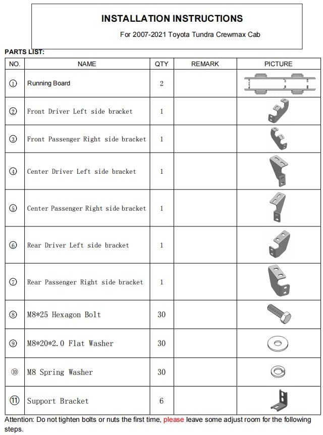Garvee Running Boards for 2007-2021 Tundra CrewMax Cab, 7 inches Side Steps Nerf Bars Truck Step Rails