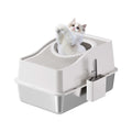 Garvee Stainless Steel Cat Litter Box Fully Enclosed Top-Entry Large Cat Toilet White 60x40x39.5cm