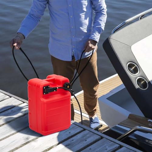 Garvee Marine Fuel Tank, 6.3 Gallon Outboard Marine Portable Fuel Tank with Fuel Line, I-Shaped Handle, Easy to Carry