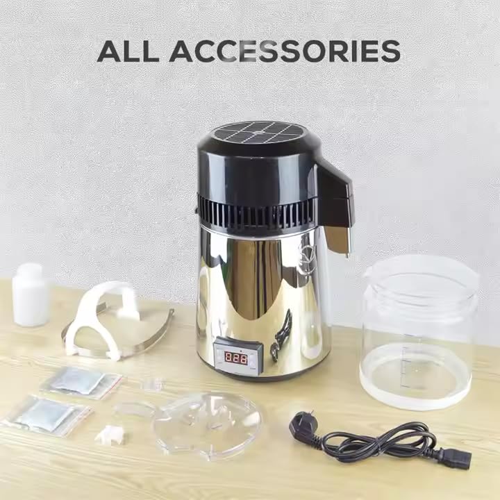 Garvee Water Distiller 4L 1.05 Gallon Pure Water Purifier Filter for Home Countertop, 750W Distilled Water Maker, Stainless Steel Interior, Efficient Distillation, Effective Cooling