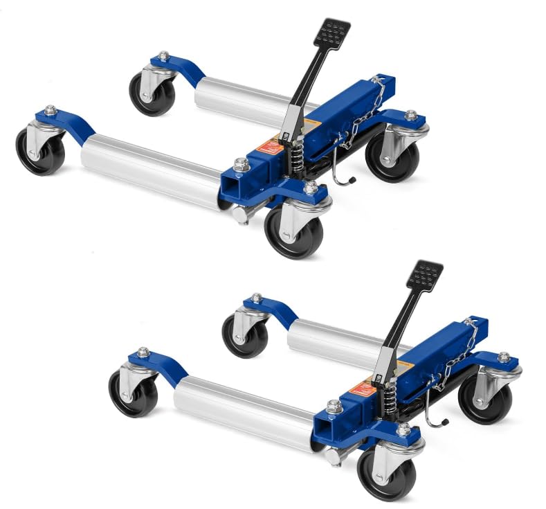 Garvee Car Wheel Dolly Jack Set of 2, Hydraulic 1500-Lbs Car Skates, 12'' Wheel Vehicle Positioning Jack, Heavy Duty Rollers with Foot Pedal for Tire Auto Repair Moving