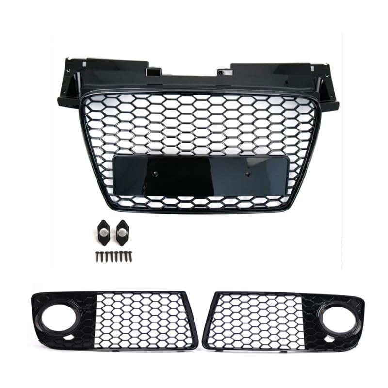 Garvee Central Grill Kit for Audi TT Sport 2006-2014 ABS Plastic Glossy Black Aggressive Look Direct Replacement Professional Install