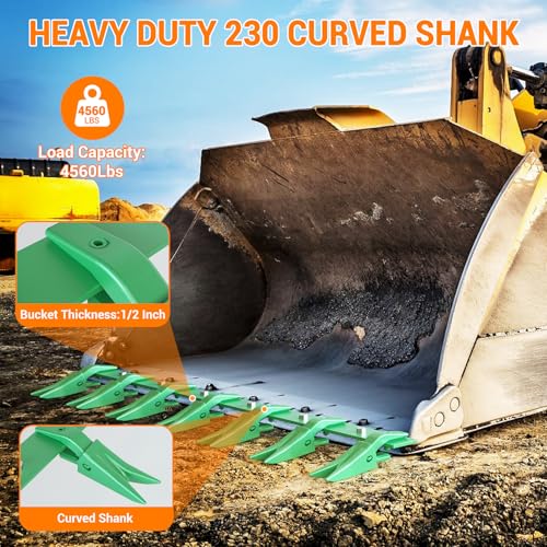 Garvee Bucket Tooth Bar, 46'', Heavy Duty Tractor Bucket Teeth Bar for Sub-Compact Tractor Loader, 4560 Lbs Load-Bearing, Fits Bucket Cutting Edges Sized 1/2" or Less with Effortless Installation