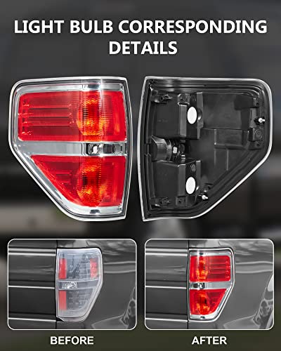 Garvee Tail Light Assembly Rear Lamps Replacement for 2009 2010 2011 2012 2013 2014 Ford F-150 Driver Side
