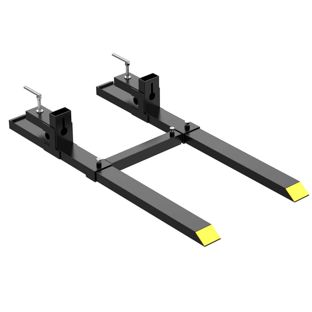 Garvee 60" Clamp-On Pallet Forks, 4000 lb Tractor Bucket Forks with Adjustable Stabilizer Bar for Loader, Skid Steer & Farm Use