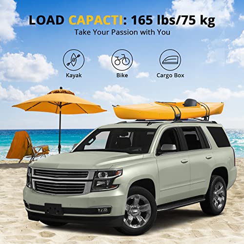 Garvee Car Roof Rack Cross Bars for 2015-2020 Chevrolet Suburban & Tahoe – Aluminum Replacement with Grooved Side Rails for Cargo, Kayak, Bike & Snowboard