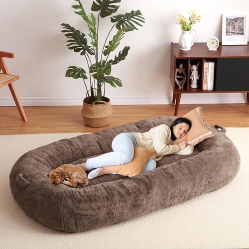 Garvee Giant Dog Bed for People, Washable & Plush Human Sized Dog Bed for Men and Women, Large Dog Bed Suitable for Adults, Anti-Slip Bean Bag for Large Dogs, Human-Sized Bed, 71"x43.3"x10"