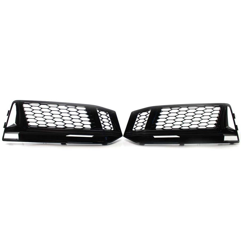 Garvee Central Grille RS4 ABS for Audi A4 B9 S-Line 2017-2019, Glossy Black, Perforated Lower S4 Model, No Logo, Aggressive Street Style