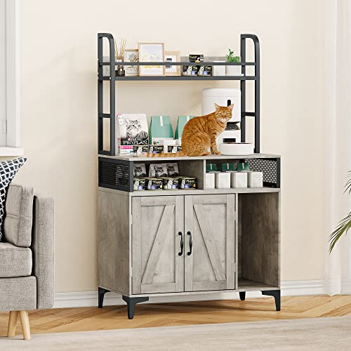 Garvee Cat Litter Box Enclosure with Shelf Storage, Hidden Litter Box Furniture, Large Hidden Cat Litter Box Enclosure Furniture, Wood Cat Washroom Storage, Indoor Cat House Furniture, Brown