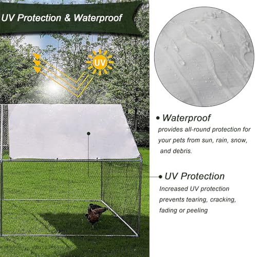 Garvee Chicken Coop Large Metal Chicken House,Walk-in Poultry Cage Chicken Run Pen Dog Kennel Duck House with Waterproof and Anti-Ultraviolet Cover (L(10' L x 13 W x 6.56' H))