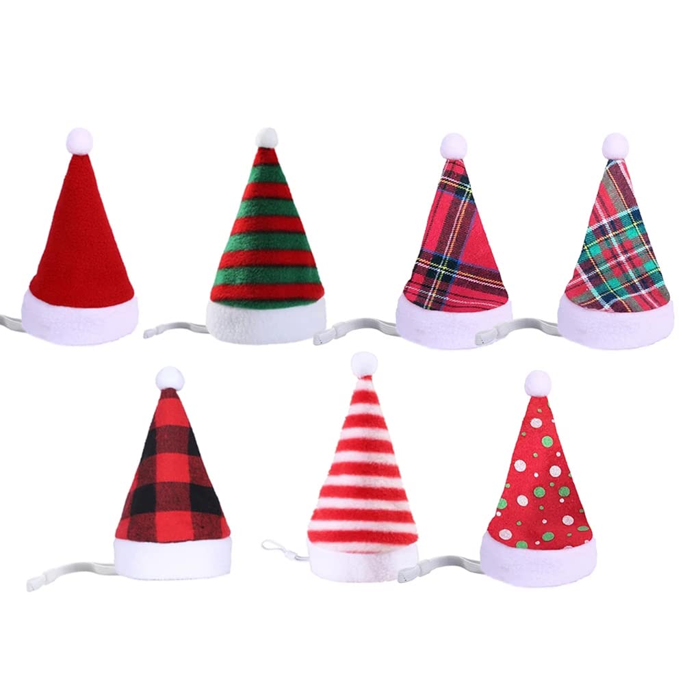 Garvee Pet Striped Christmas Hat Multicolor Cat Dog Dress Up Headwear Pet Supplies for Xmas Party Decor red and White Stripes