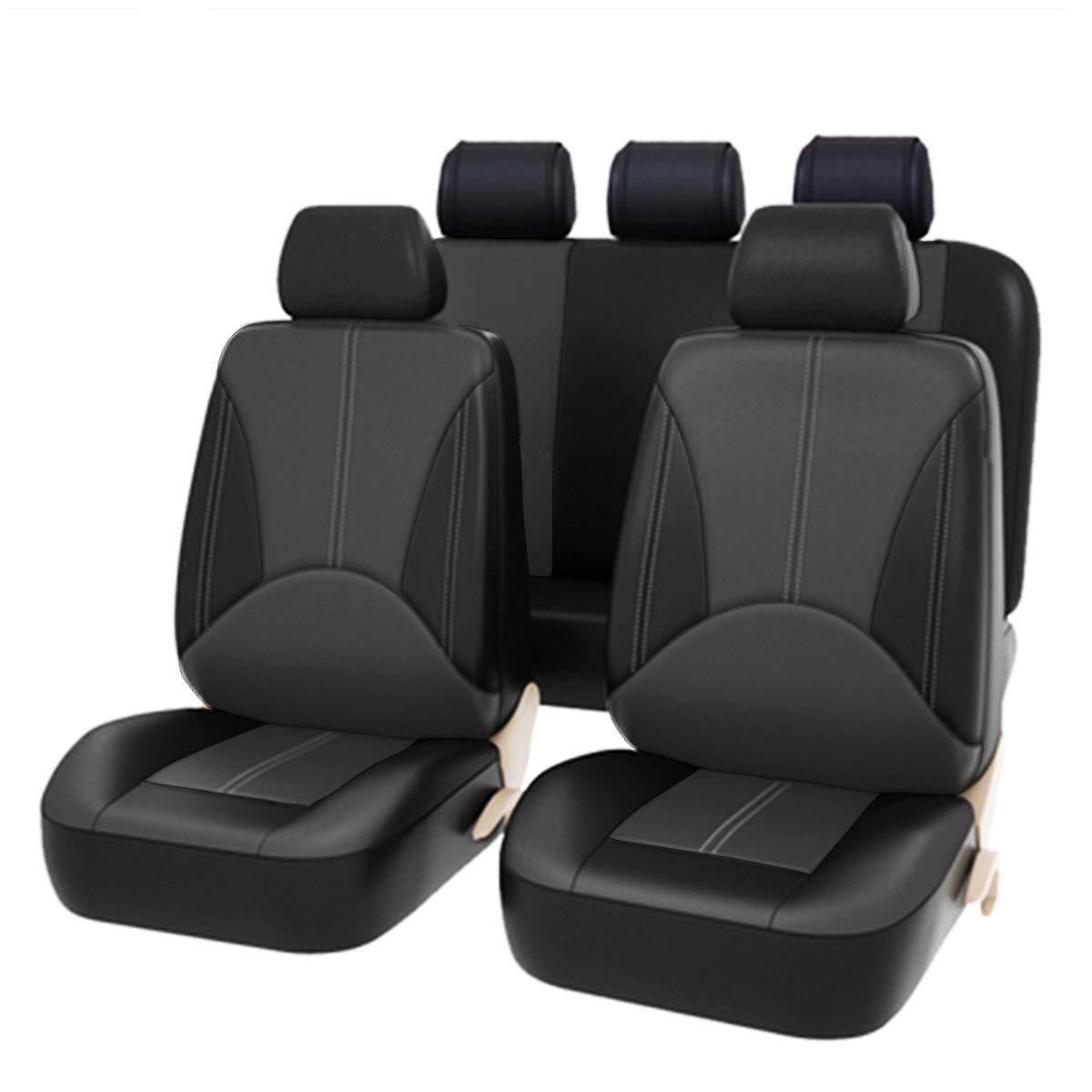 Garvee Car Seat Covers Full Set Universal Fit Breathable Auto Seat Protectors with Headrest Covers Airbag Compatible Washable Easy Install for Cars SUVs Vans K