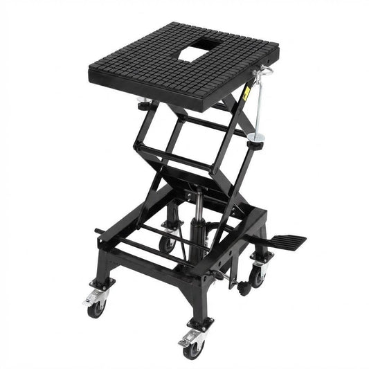 Garvee Hydraulic Motorcycle ATV Lift Jack 350LBS Foot-Pump Scissor Lift Table for Dirt Bikes Adjustable 13.78-34.25 Inches Black