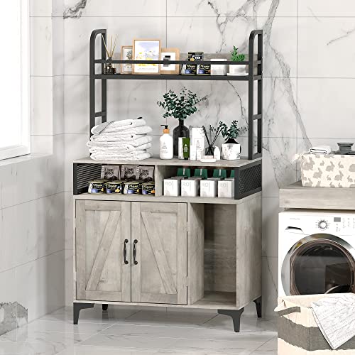 Garvee Cat Litter Box Enclosure with Shelf Storage, Hidden Litter Box Furniture, Large Hidden Cat Litter Box Enclosure Furniture, Wood Cat Washroom Storage, Indoor Cat House Furniture, Brown