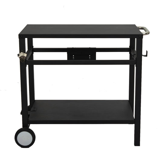 Garvee Outdoor Grill Cart with Wheels & Hooks – Portable Utility Table for Pizza Oven, BBQ, and Outdoor Cooking