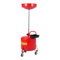 Garvee 8 Gal Portable Waste Oil Drain Change Tank, 15 in Funnel, Adjustable Height 28"-62", 360° Wheels with a Pair of Gloves, Built-in Toolbox for Auto Repair, Red