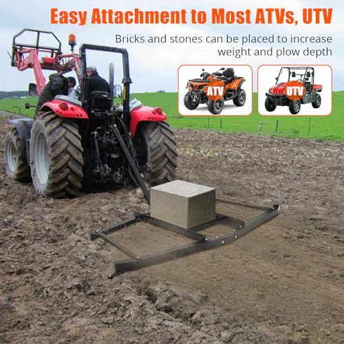 Garvee 74”Wide Drag Harrow, High Efficient Driveway Grader with Pin Hitch, Up to 50lbs, Heavy Duty Lawn Leveling Rake Pull Behind Lawn Tractor Rake for Sand, Soil, Farm, Garden