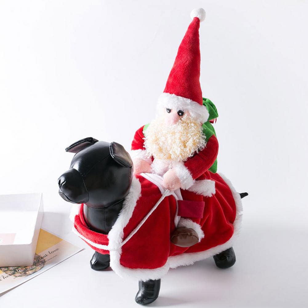 Garvee Pet Christmas Funny Santa Riding Dress Cosplay Costume Pet Supplies for Small Medium-Sized Dogs Cats XL