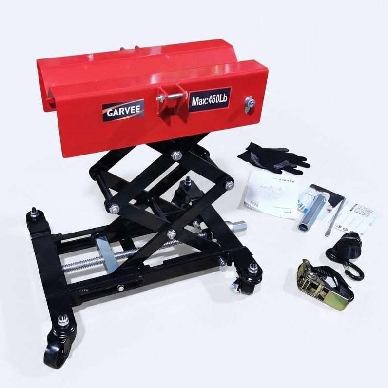 Garvee 450 lbs Auto Repair Lifting Jack - Heavy-Duty Transmission Jack with Adjustable Height (7.48"-22.83") for Vehicle Maintenance, Black