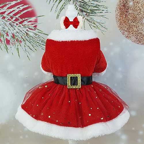 Garvee Pet Christmas Dress 3 Pet Clothes Cosplay Outfit Party Supplies for Small Medium Large Dogs Christmas Red Bell Bow Skirt XL